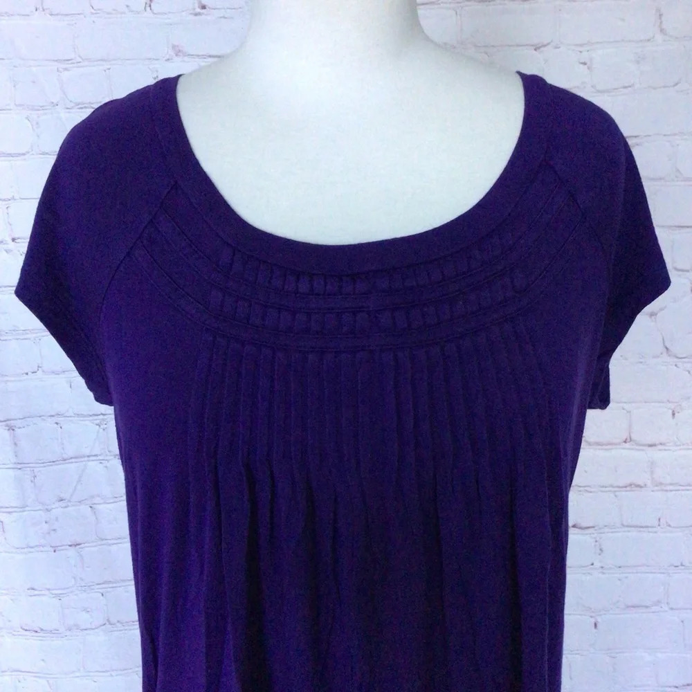 Spense Petite Purple Short Sleeve Ruched Top - Size PM - Picture 2 of 6